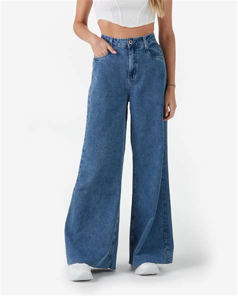 calça jeans feminina wide leg